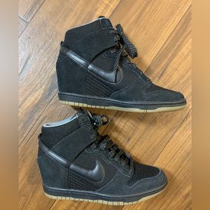Nike Dunk Sky High Essential black suede high top wedge sneaker size 7